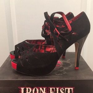 New black and red heels by iron fist size 11